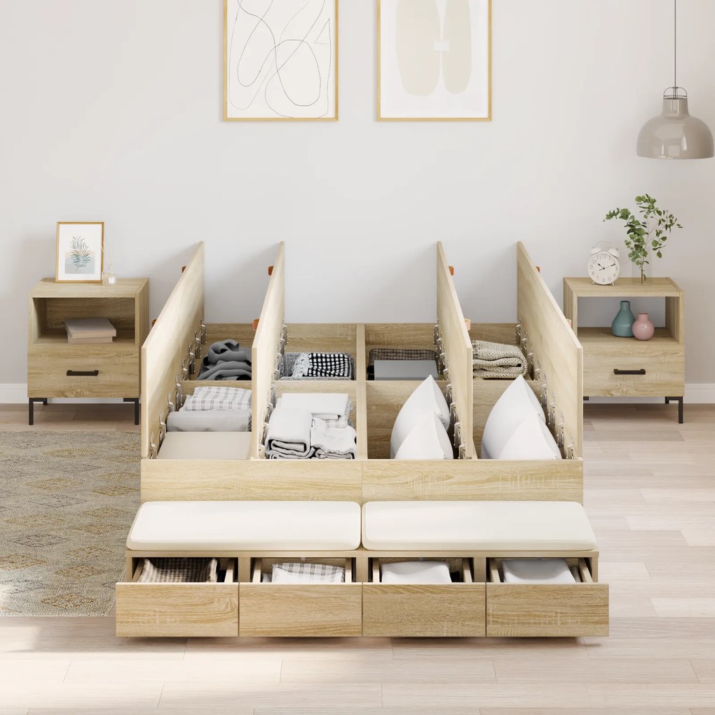 vidaXL Κρεβάτι Αποθήκευσης Sonoma Oak 120x200 εκ