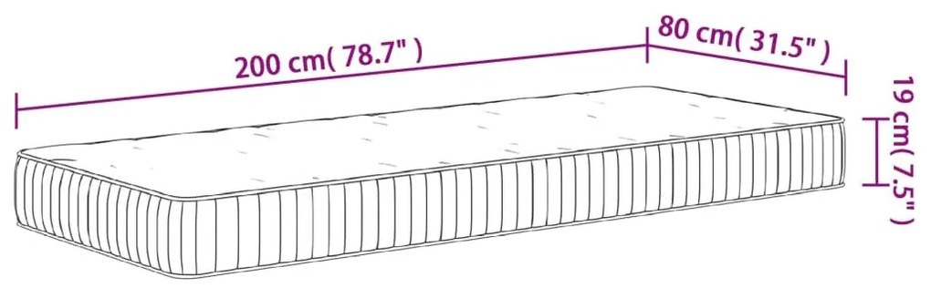 Στρώμα με Pocket Springs Μεσαία Σκληρότητα 80 x 200 εκ. - Λευκό