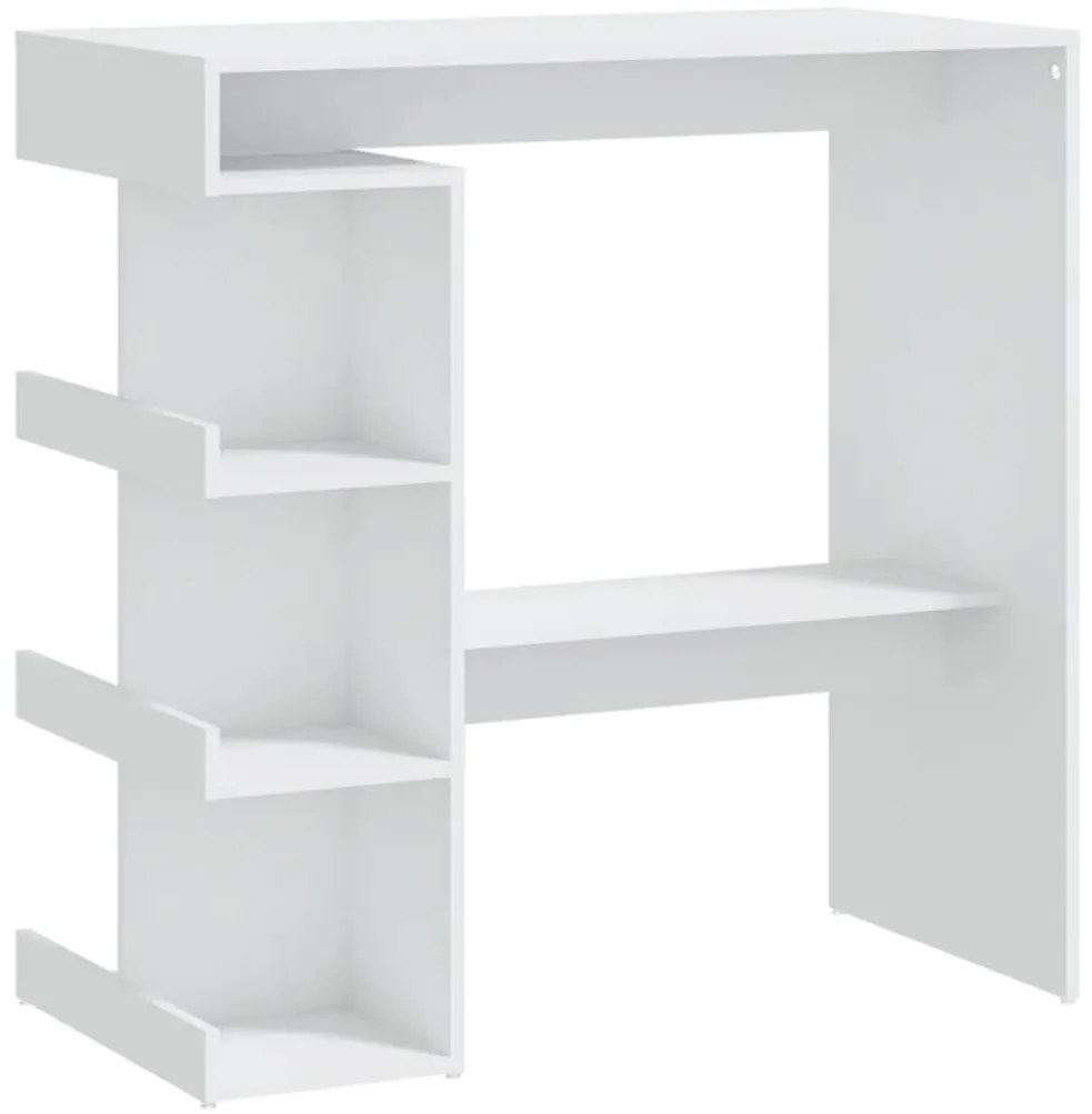 vidaXL Τραπέζι Μπαρ με Ράφια Λευκό 100x50x101,5 εκ. από Επεξ. Ξύλο