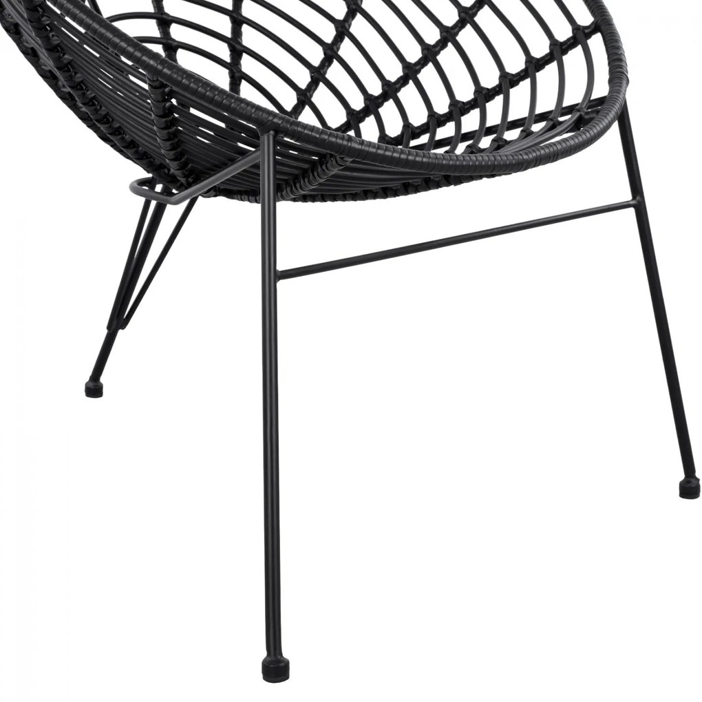 Καρέκλα - Πολυθρόνα ALLEGRA C5458.02 Μεταλλική με Wicker Μαύρο Τύπου Φωλιά 73x83x86Υ εκ. 73x83x86 εκ.