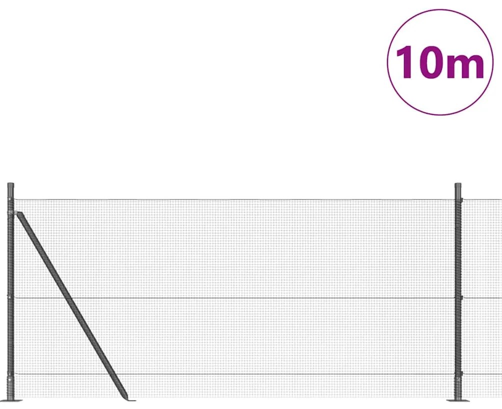 vidaXL Στύλος Περιφράξεων Γκρι 10 x 1 μ (12 x 12 mm πλέγμα) Ατσάλι