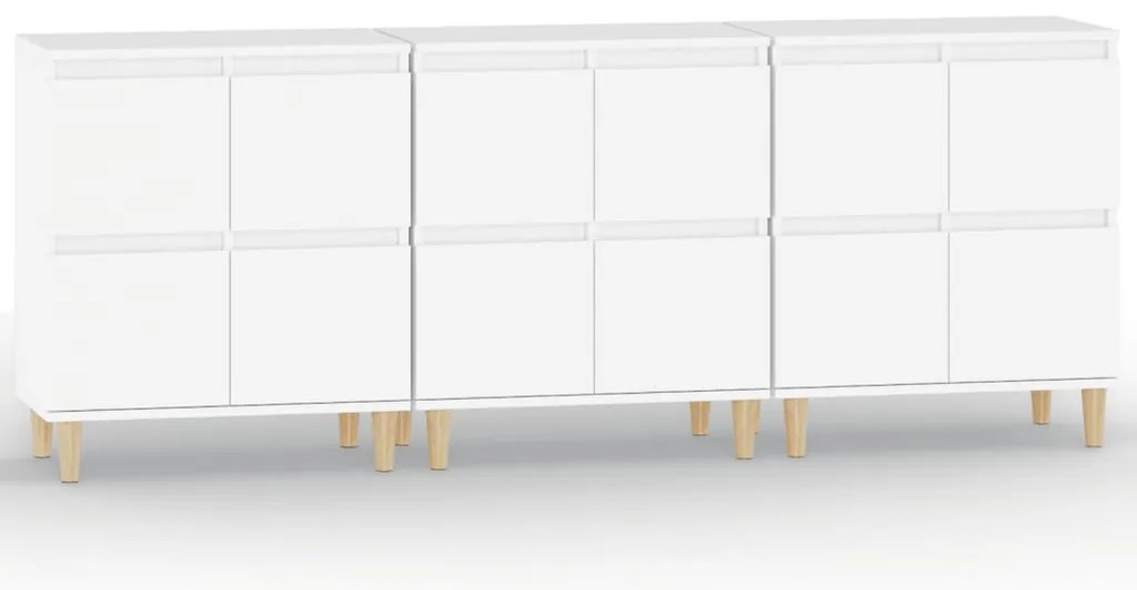 vidaXL Ντουλάπια 3 τεμ. Λευκό 60x35x70 εκ. Επεξεργασμένο Ξύλο