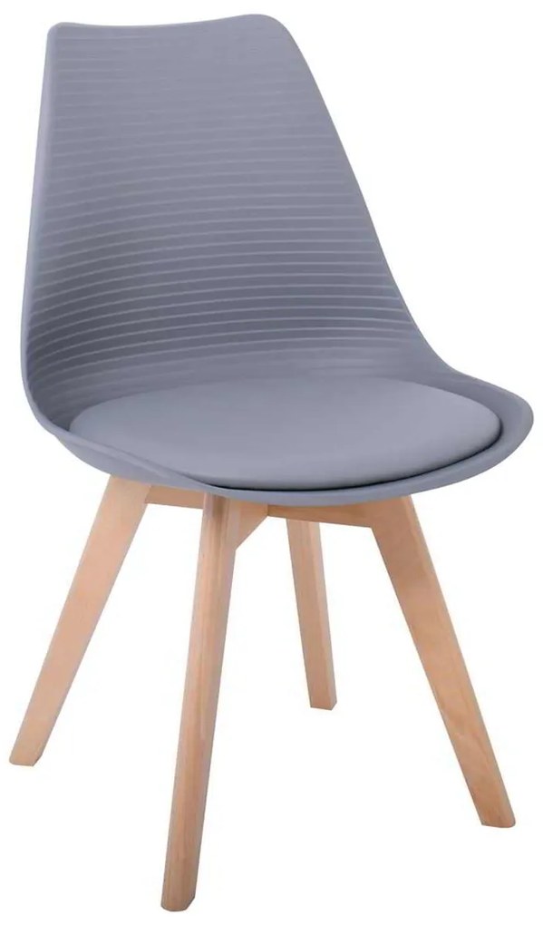 Καρέκλα MARTIN STRIPE Ξύλινο πόδι / PP Γκρι 49x56x82cm (Σετ 4 ΤΕΜ)