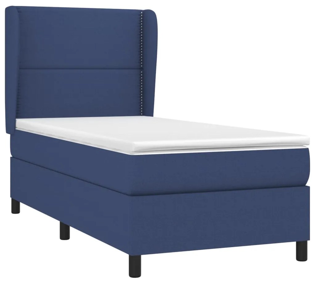 vidaXL Κρεβάτι Boxspring με Στρώμα Μπλε 80x200 εκ. Υφασμάτινο