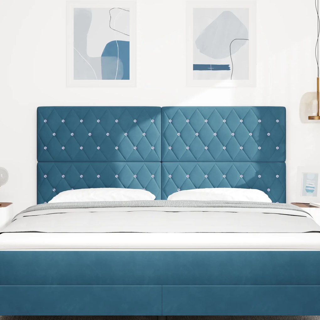 vidaXL Βελούδινο Κεφαλάρι Argyle Σκούρο Μπλε 180 cm Βελούδο