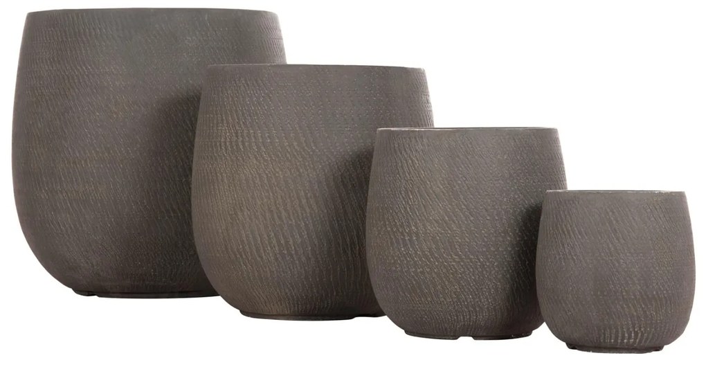 Σετ 4τεμ. Γλάστρες Στρόγγυλες GARDENER C4726 Fiberclay - Γκριζοπράσινο Φ52x55Υ εκ. 52x52x55 εκ.