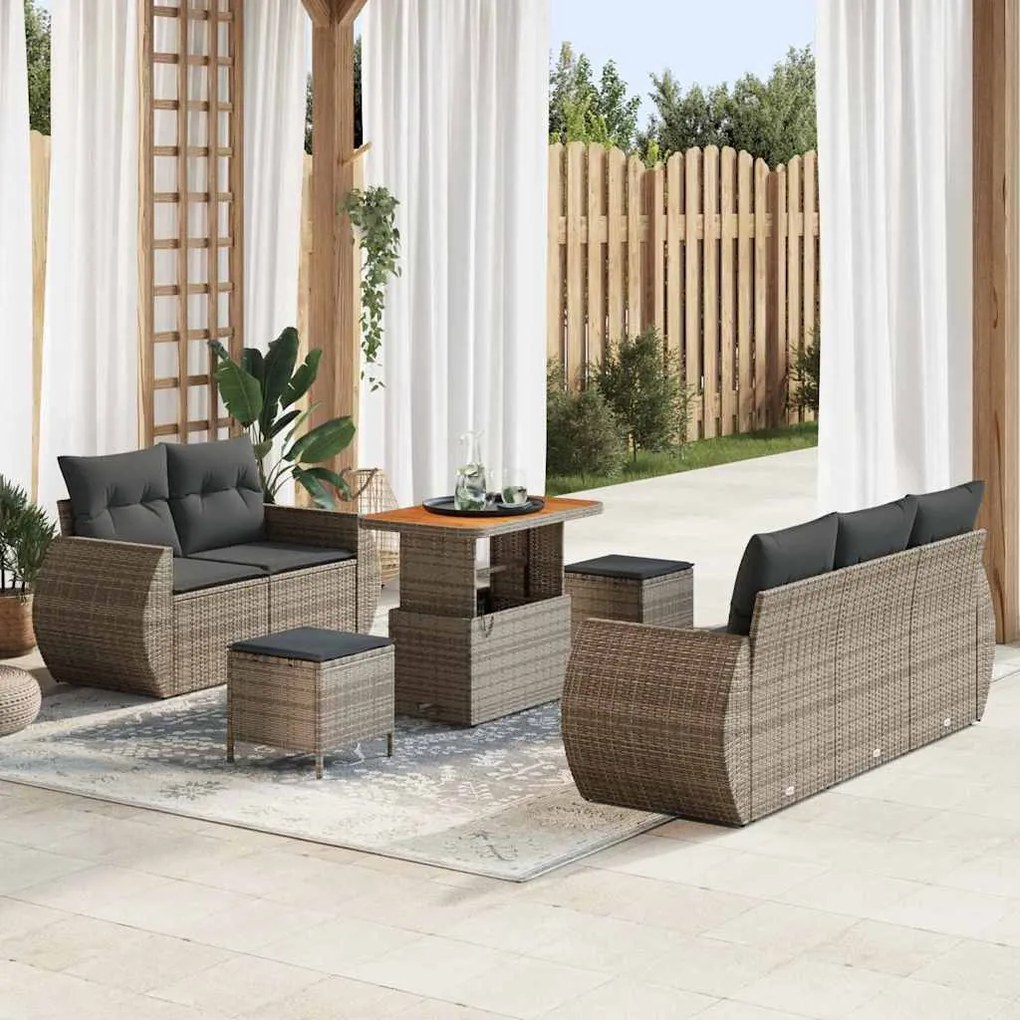 vidaXL Σετ Καναπέ Κήπου 8 pcs Γκρι συνθετικό ρατάν