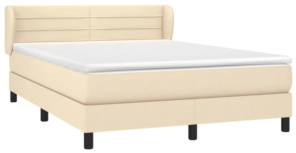 vidaXL Κρεβάτι Boxspring με Στρώμα Κρεμ 140x200 εκ. Υφασμάτινο