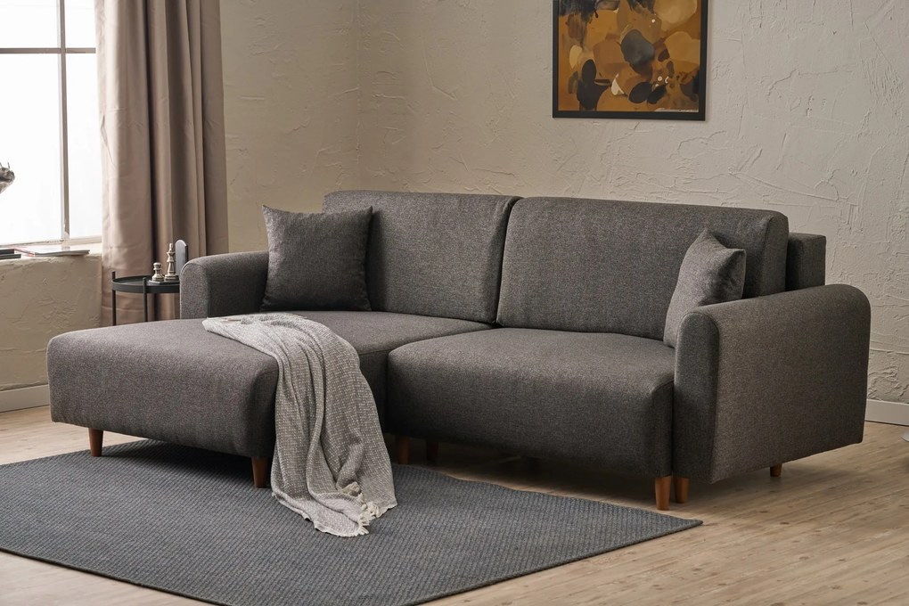 Corner Sofa-Bed Mane Left - Anthracite Anthracite