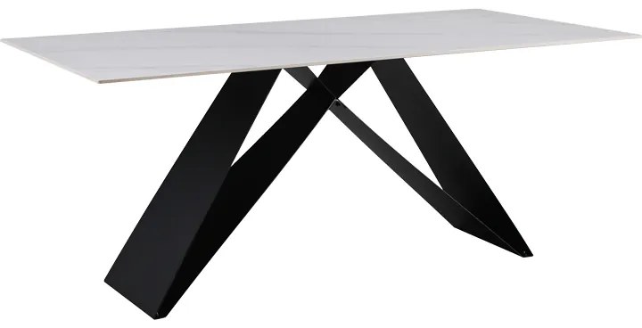 Intrahome Τραπέζι Meja Intrahome Sintered stone λευκό με μεταλλικά πόδια σε μαύρη απόχρωση 180x90x76εκ | SKU: INTRAPA-389111120