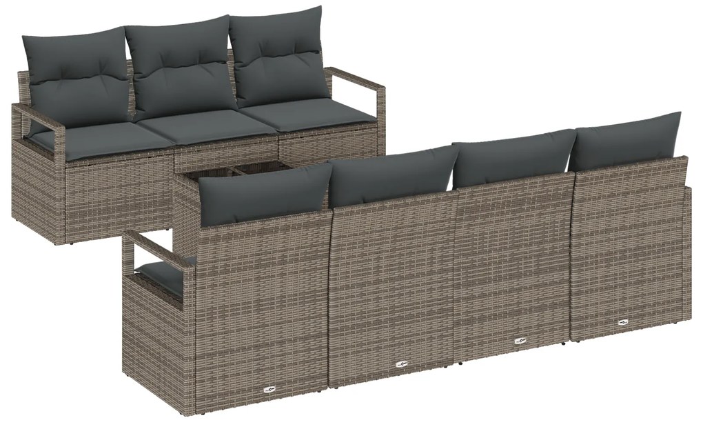 vidaXL 8 τεμαχίων κήπου σαπούνι με γκρι πολυ rattan