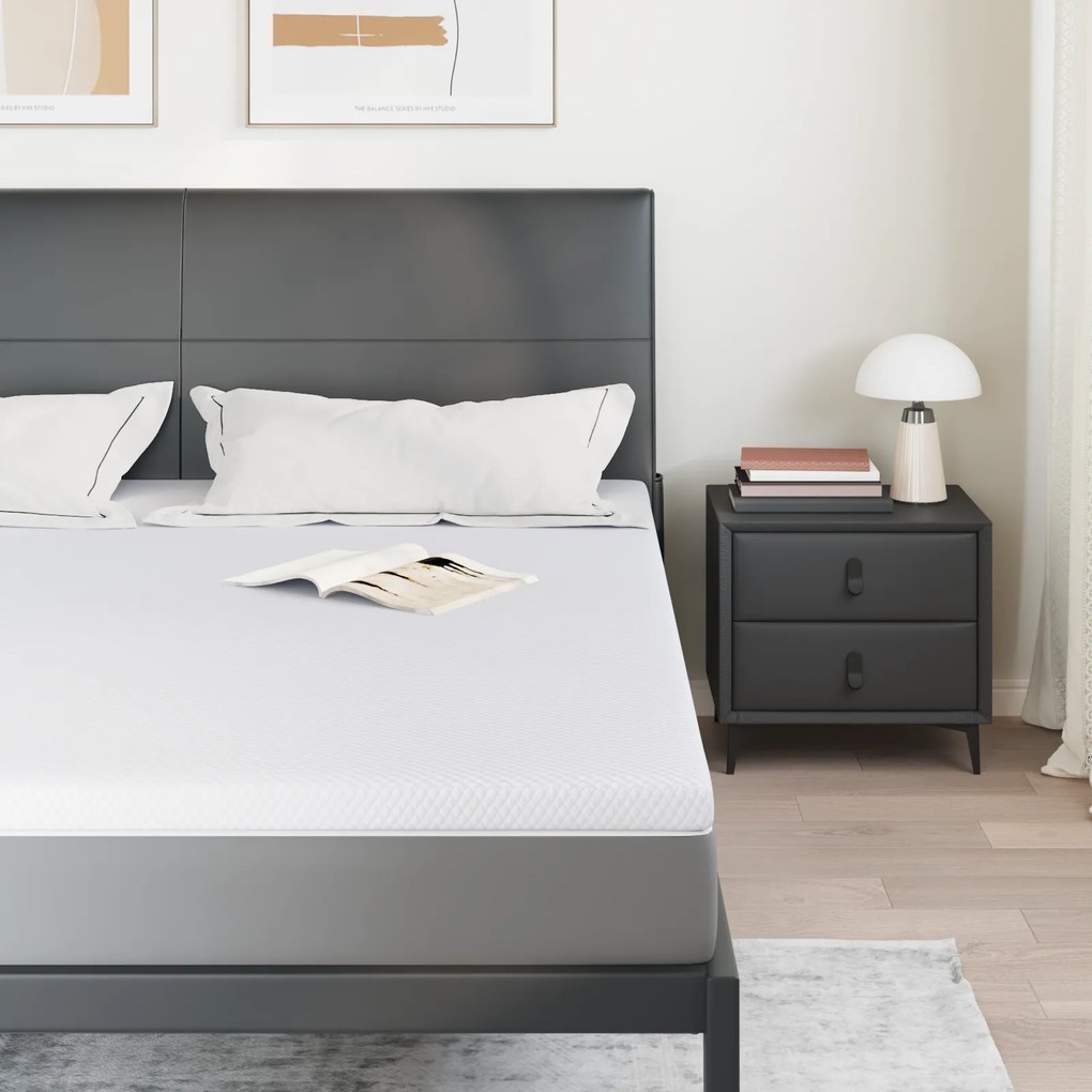 vidaXL Στρώματα Λευκό 200 x 200 cm 100% ύφασμα πολυεστέρα με τζακάρ
