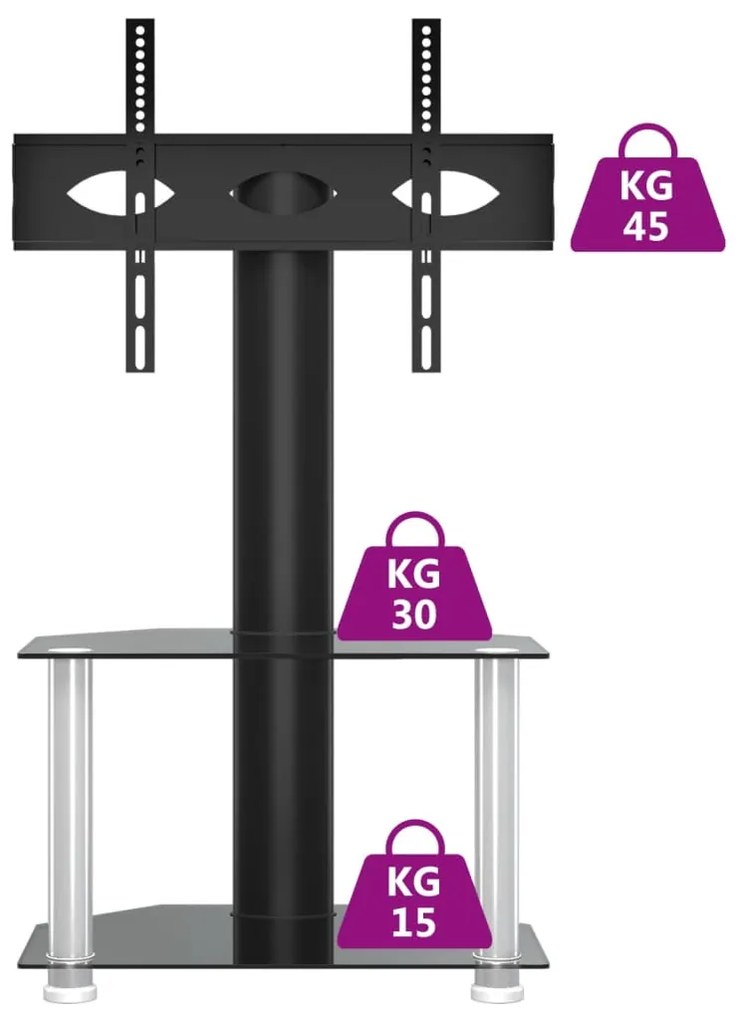 vidaXL Βάση Τηλεόρασης Γωνιακή 2 Επιπέδων για 32-70 Ιντσών Μαύρη/Ασημί