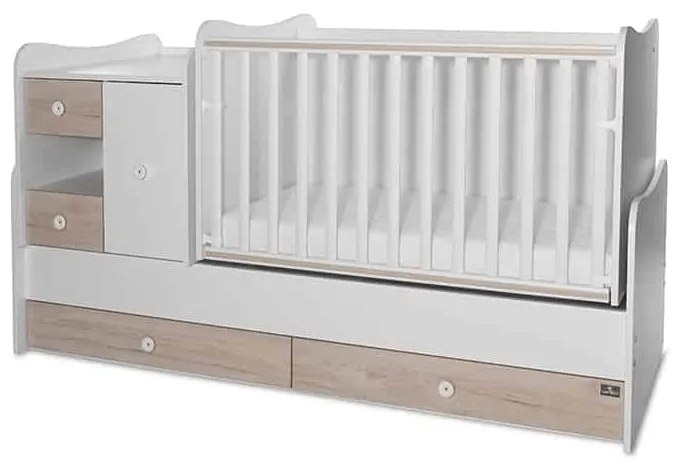 Πολυμορφικό βρεφικό κρεβάτι Mini Max  White + Light Oak  10150500045A  Lorelli