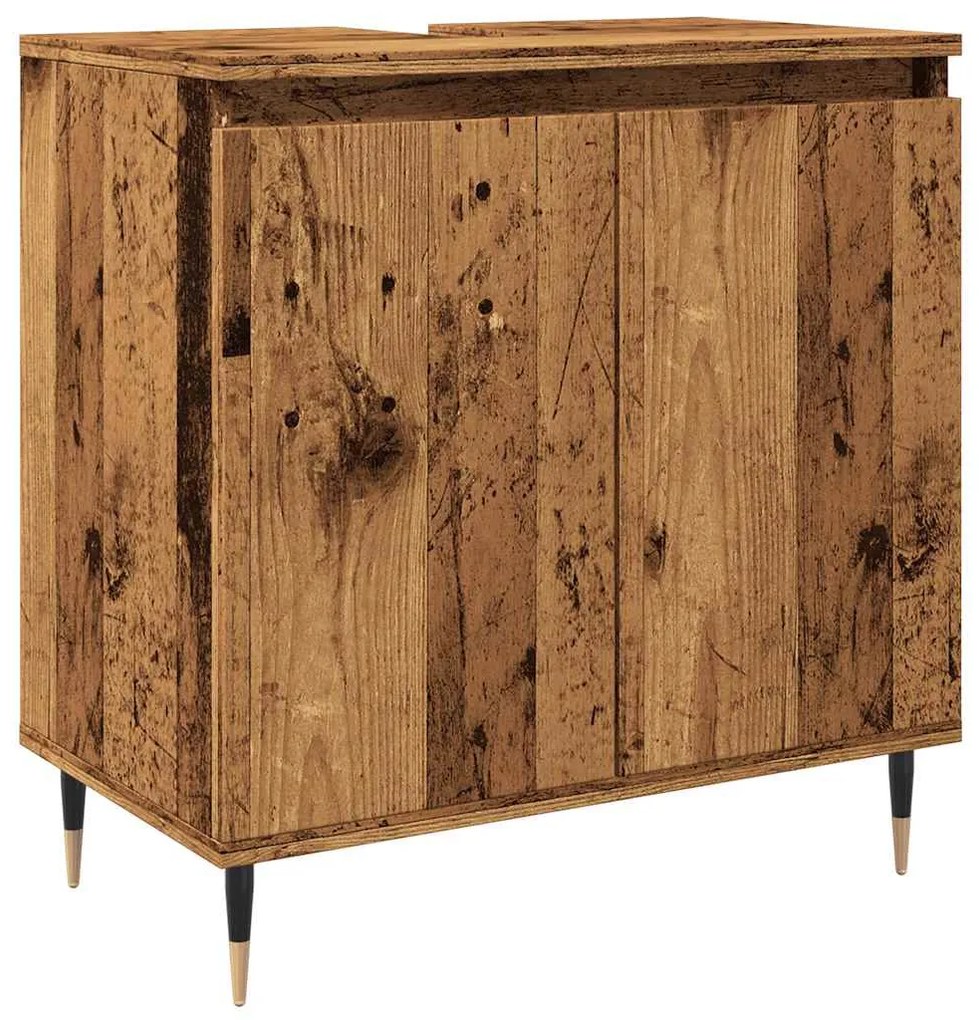 vidaXL Ντουλάπι μπάνιου Παλιό ξύλο 58x33x60 cm Κατασκευασμένο ξύλο