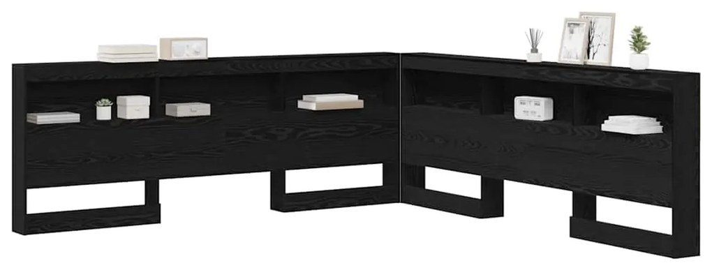 vidaXL Κεφαλάρι Αποθήκης με ράφι Μαύρη Οξυά 200 cm Επεξεργασμένο ξύλο