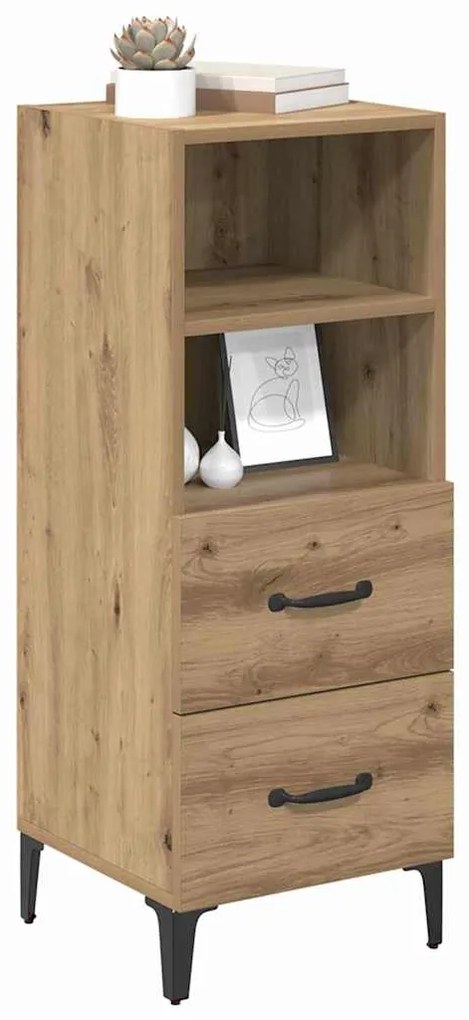 vidaXL Πλαϊνό γραφείο με συρτάρι artisan δρυς 34 x 34.5 x 90 εκ