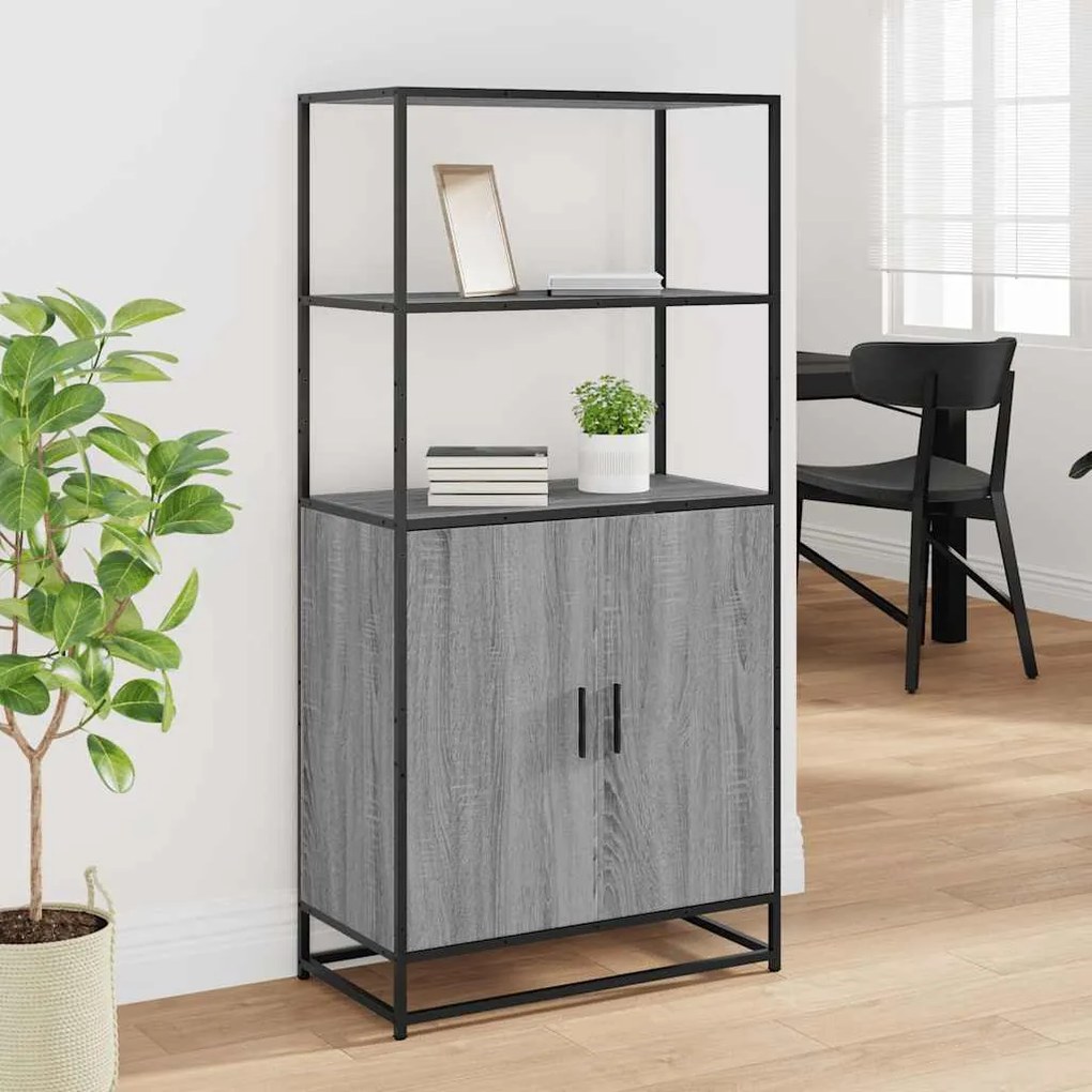 Highboard Grey Sonoma Κατασκευασμένο ξύλο και μέταλλο - Γκρι