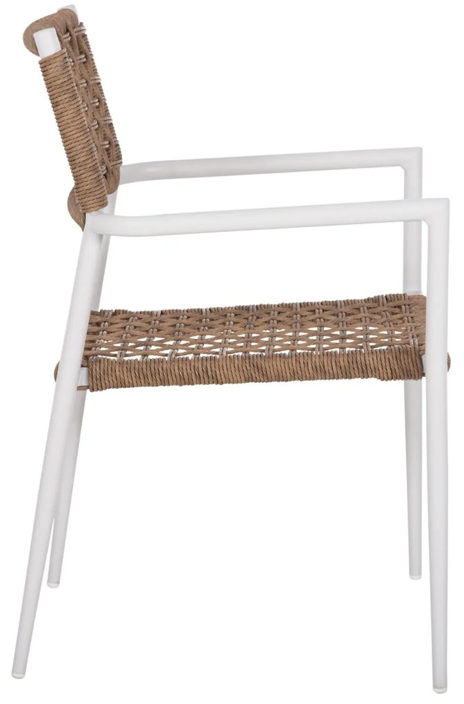 Καρέκλα - Πολυθρόνα TRILAN C6044.01 Λευκή Αλουμινίου με Φυσικό Συνθετικό Rattan 55,5x55x84Υεκ. 55.5x55x84 εκ.