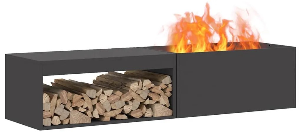 vidaXL Φωτιά Μαύρο 160 x 45 x 35 εκ Κρύα έλαση από χάλυβα