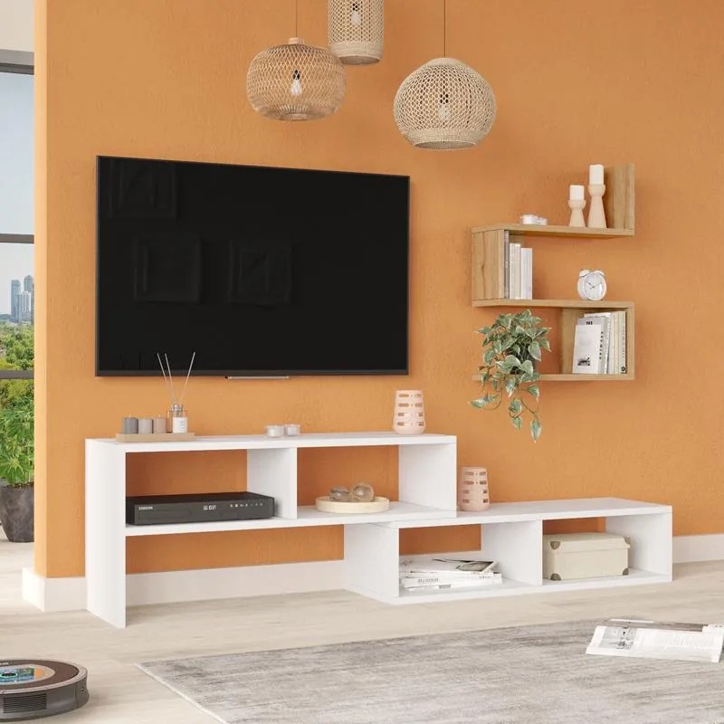 Σύνθετο Σαλονιού Kakomo σε Λευκό - Φυσικό 170x29.5x43εκ 170x29.5x43 εκ.