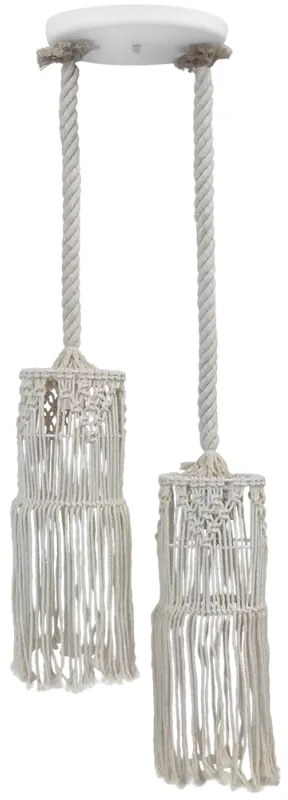 Φωτιστικό Οροφής Mac-01Pendel 2/L Macrame 31-1061 White Heronia Rope, Plastic