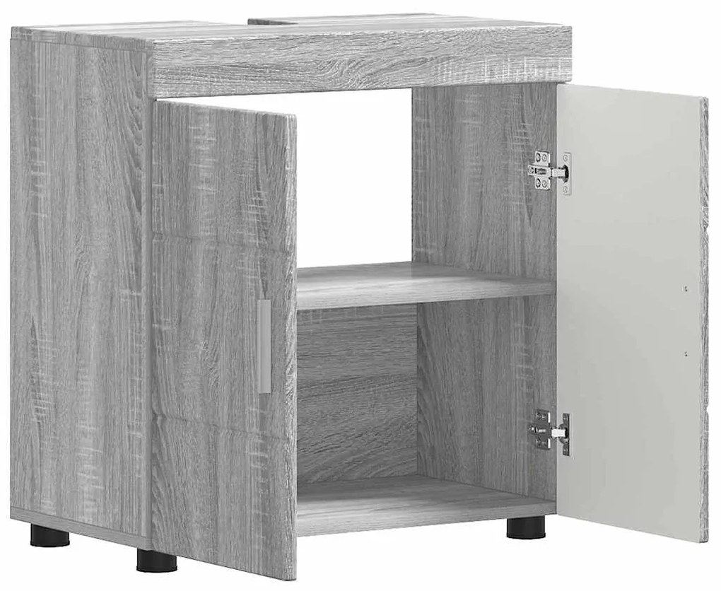 vidaXL Ντουλάπα νιπτήρα μπάνιου με πόρτα Γκρι sonoma 60 x 34 x 63 εκ