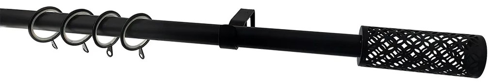Κουρτινόξυλο Φ19mm Μονό Επεκτεινόμενο 120-210cm Με Άκρα Grace Black Mat 999128
