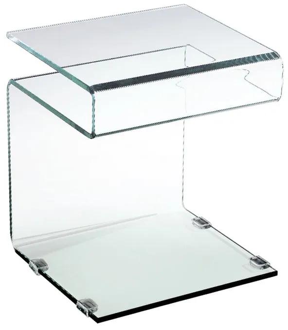 ΕΜ735 GLASSER Τραπεζάκι Βοηθητικό Διάφανο Γυαλί 12mm  42x38x48cm Clear,  Bent Glass - Γυαλί, , 1 Τεμάχιο