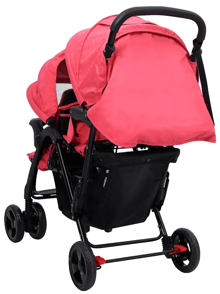 vidaXL Καρότσι Διδύμων Κόκκινο Ατσάλινο