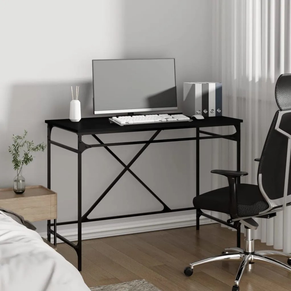 vidaXL Γραφείο Μαύρο 100 x 50 x 75 εκ. Επεξεργασμένο Ξύλο / Σίδηρος