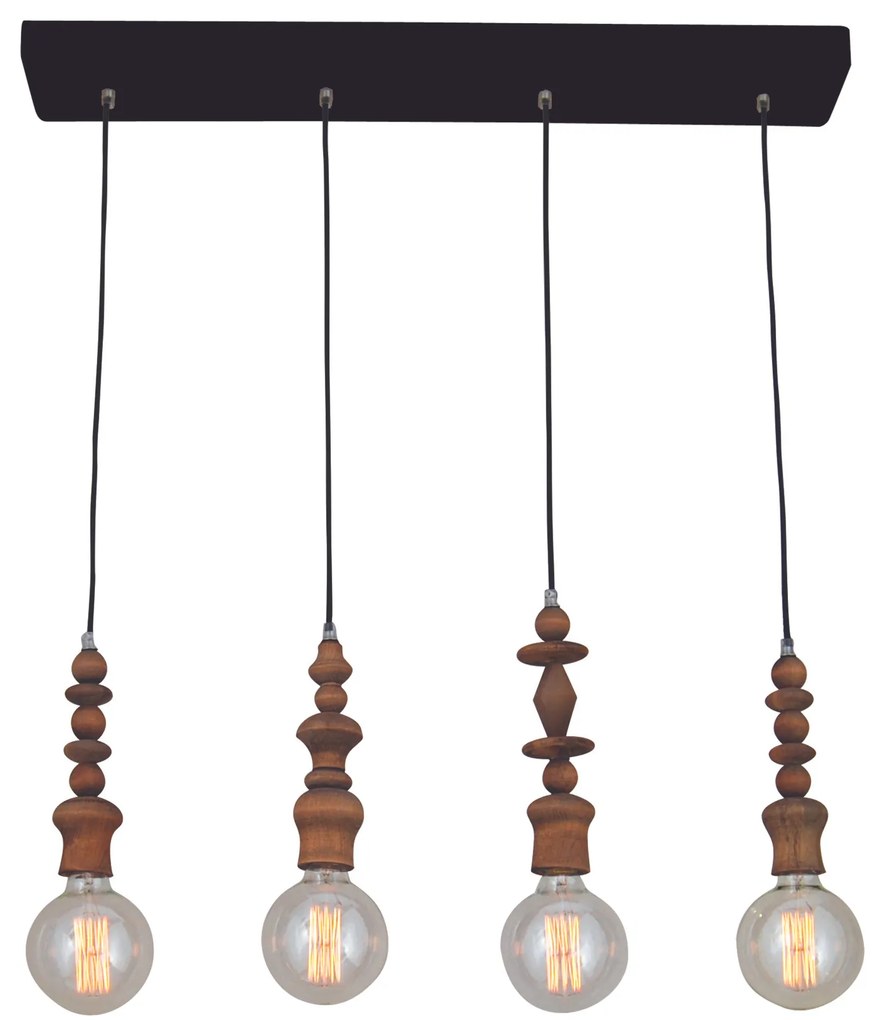 Φωτιστικό Οροφής  HL-040R-4P MELODY AGED WOOD PENDANT - 51W - 100W - 77-2737