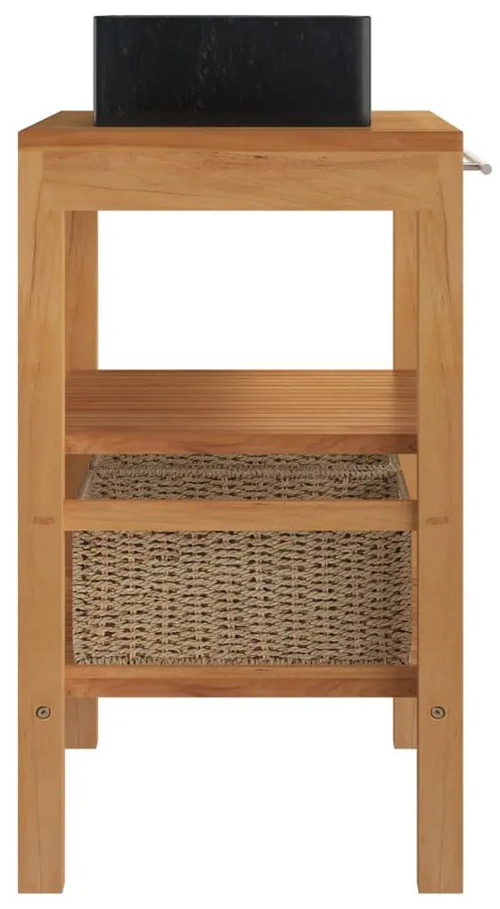 vidaXL Έπιπλο Μπάνιου από Μασίφ Ξύλο Teak με Νιπτήρα Μαύρο Μάρμαρο