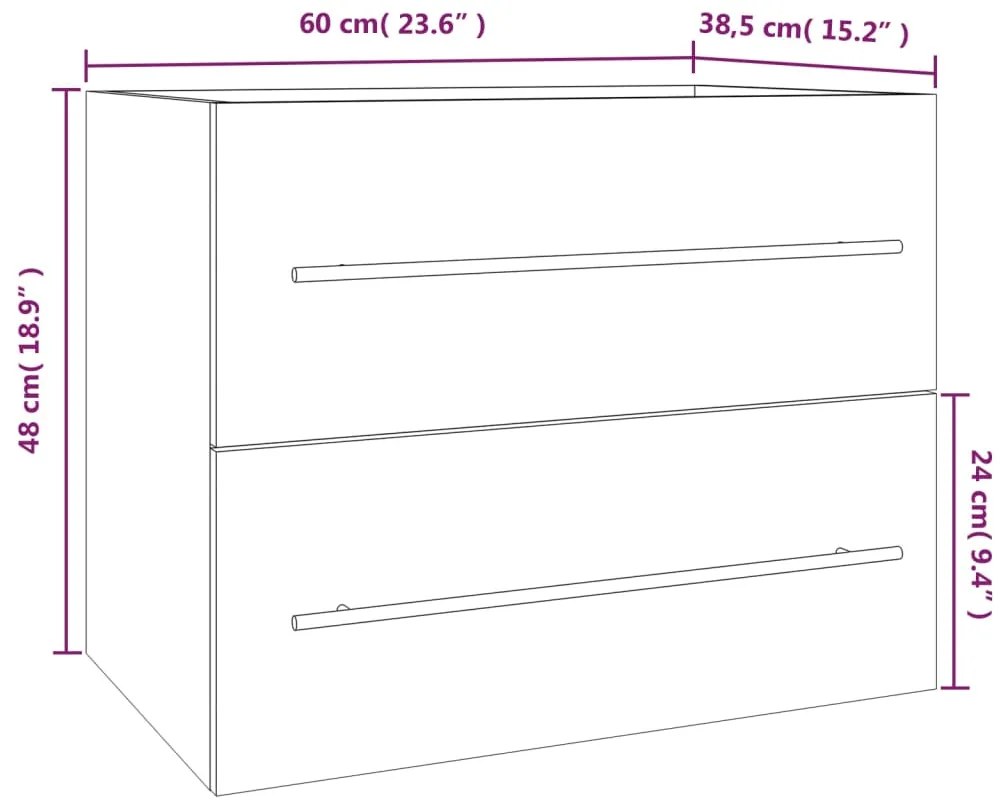 Ντουλάπι Νιπτήρα Καπνιστή Δρυς 60 x 38,5 x 48 εκ. Επεξεργ. Ξύλο - Καφέ