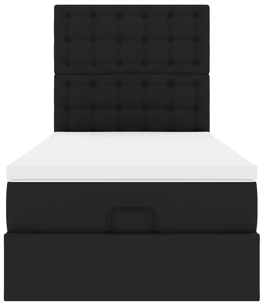 Οθωμανικό κρεβάτι με στρώμα Μαύρο 80x200cm Faux Leather - Μαύρο