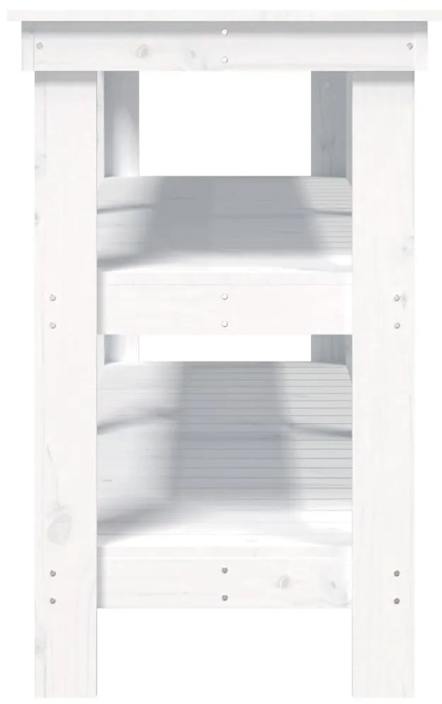 vidaXL Πάγκος Εργασίας Λευκός 142,5x50x80 εκ. από Μασίφ Ξύλο Πεύκου