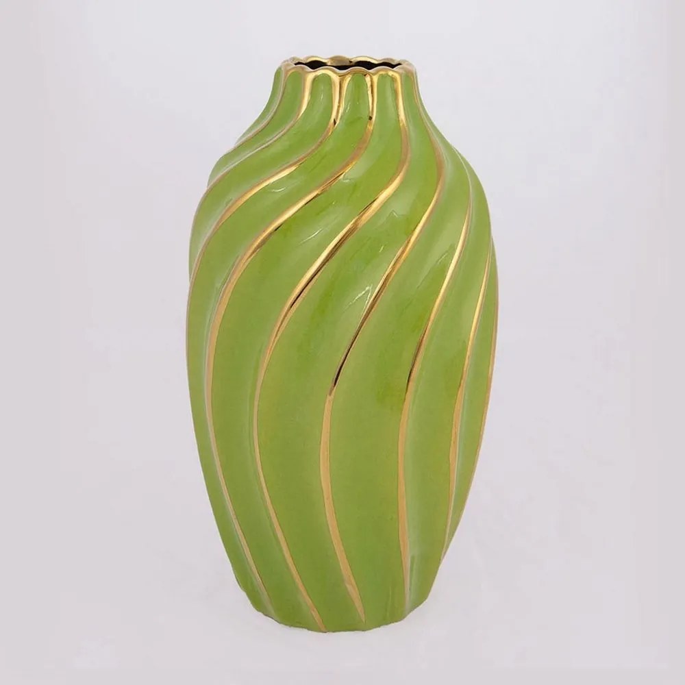 Βάζο Κεραμικό 752-20183 14x14x24,5cm Green-Gold Estheti Home Ceramic
