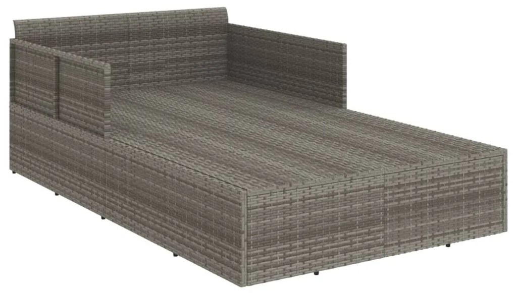 vidaXL Ξαπλώστρα Γκρι 182 x 118 x 63 εκ. Συνθετικό Ρατάν με Μαξιλάρια