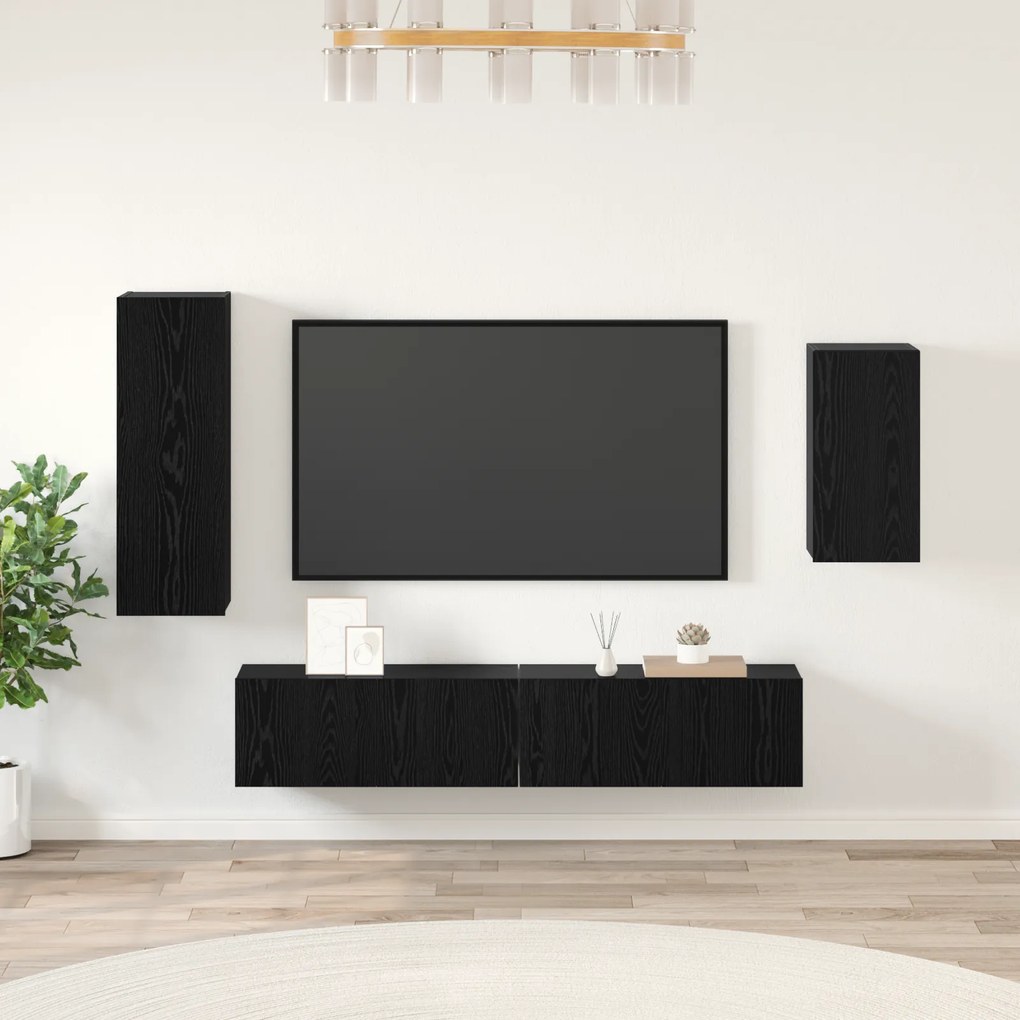 vidaXL Σετ τηλεοπτικού cabinet 4 pcs Μαύρη Δρυς 30.5 x 30 x 90 cm