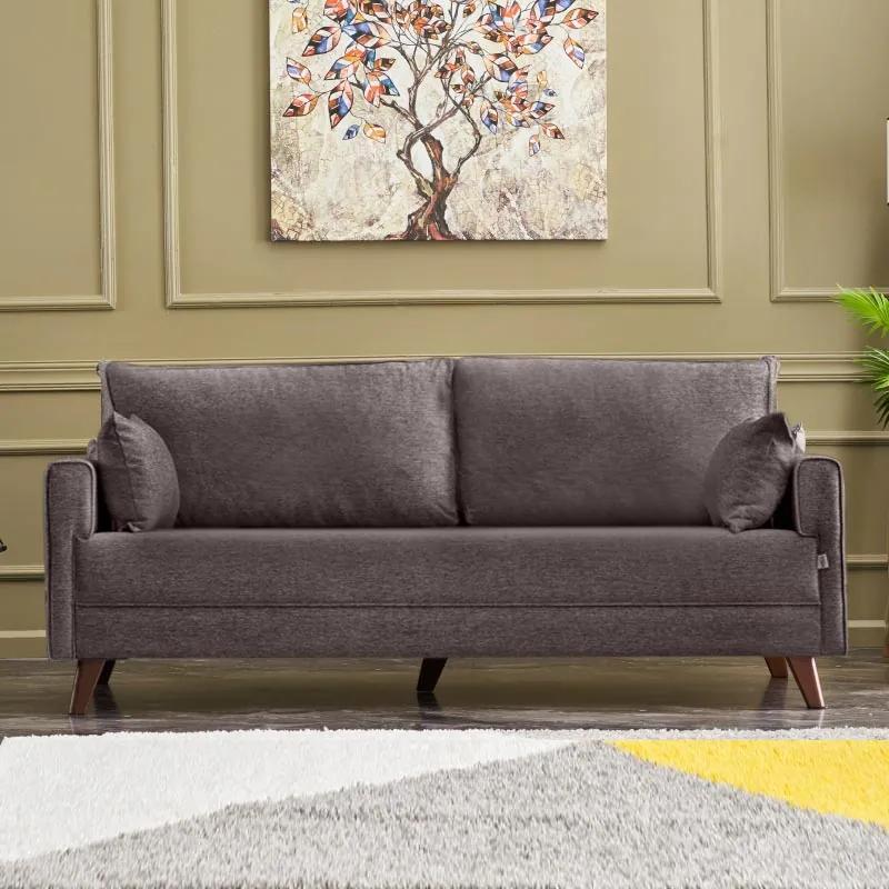 Καναπές - κρεβάτι Bella Megapap τριθέσιος υφασμάτινος χρώμα καφέ 208x81x85εκ. - Ύφασμα - PRGP043-0028,5