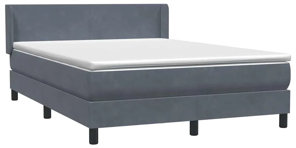 vidaXL Κρεβάτι Boxspring με Στρώμα Σκούρο Γκρι 140x210 εκ. Βελούδινο