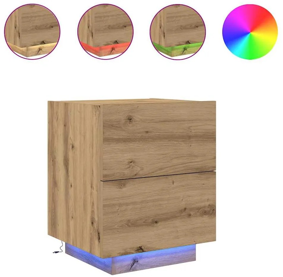 vidaXL Κομοδίνο artisan δρυς 45 x 40 x 55 εκ Επεξεργασμένο ξύλο