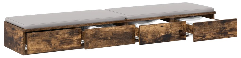vidaXL Συρτάρια κρεβατιού Καπνιστής Δρύς 150x36,5x16,5 εκ Επεξεργασμένο ξύλο