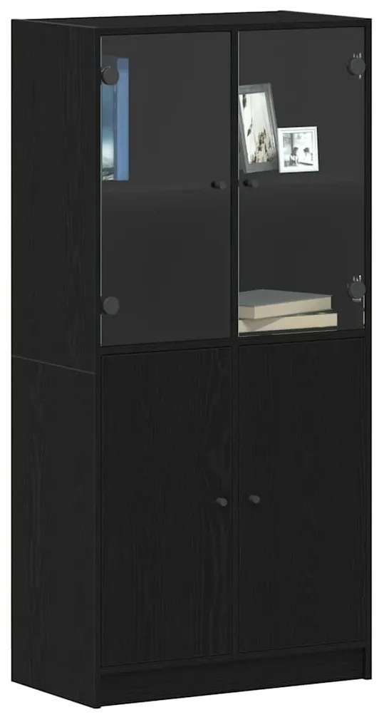 vidaXL Highboard Μαύρο 68 x 37 x 142 εκ Επεξεργασμένο ξύλο