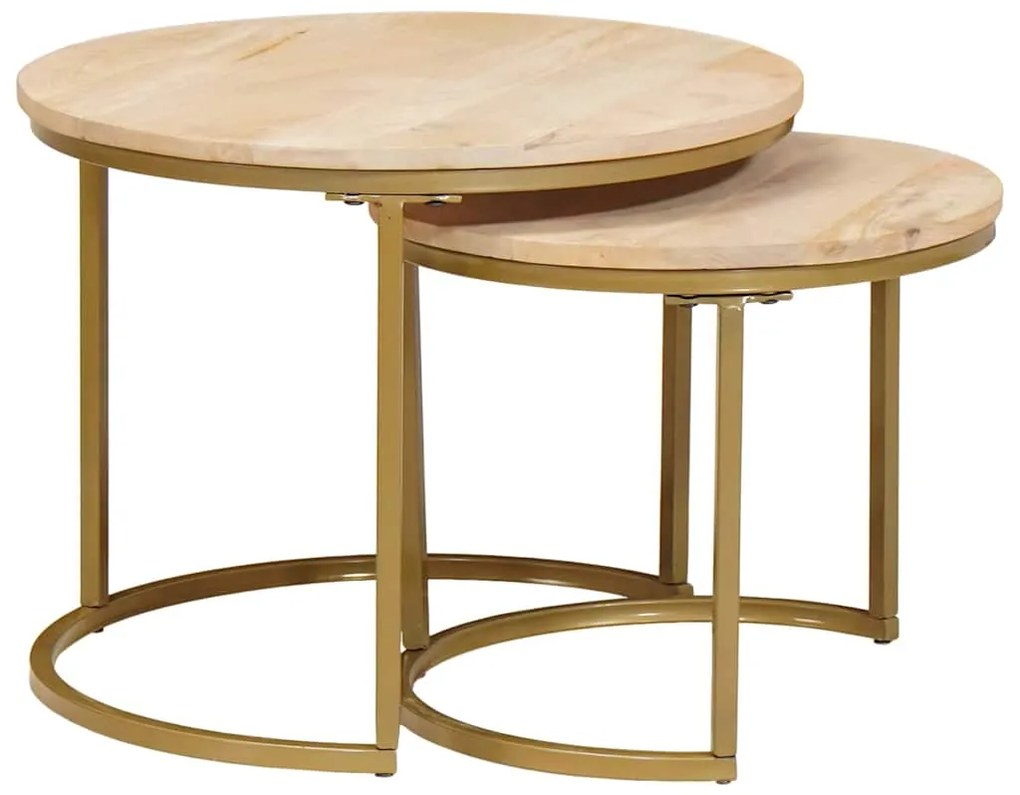 vidaXL Τραπεζάκια Καφέ Στερεών 2 pcs Μασίφ ξύλο μάνγκο και χάλυβας