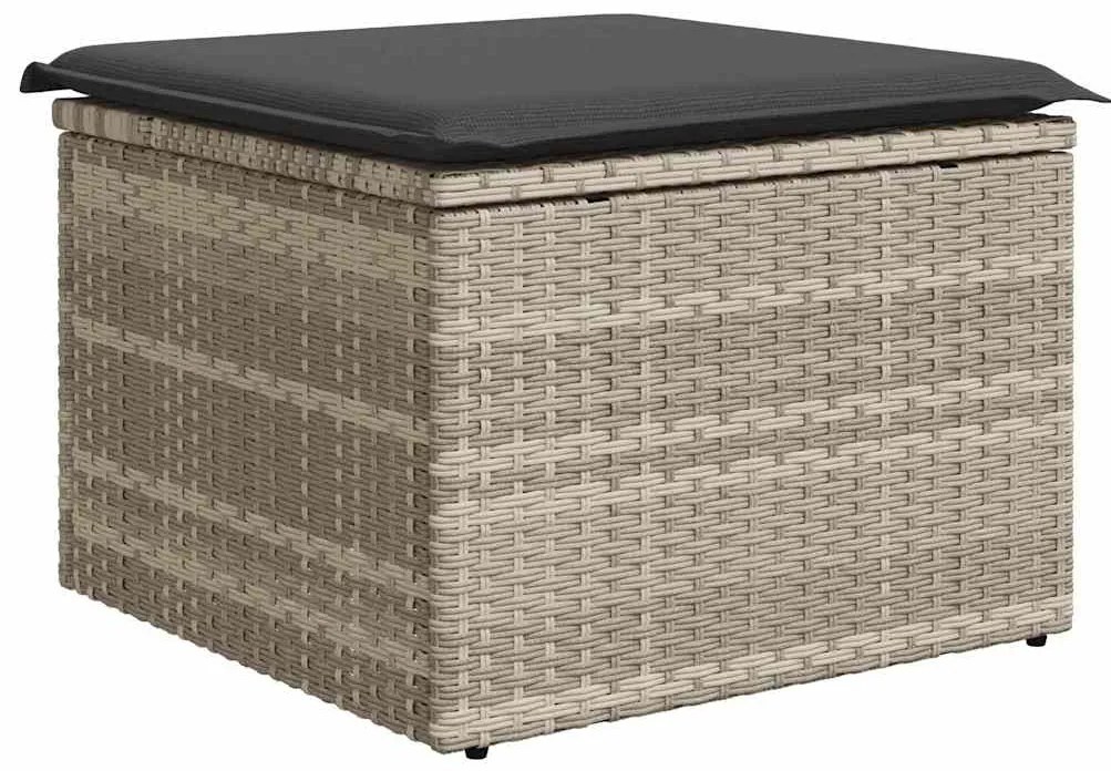 vidaXL Σετ Καναπέ Κήπου με μαξιλάρι 7 pcs Ανοιχτό γκρι Πολυ ράταν