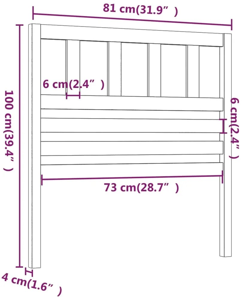 vidaXL Κεφαλάρι κρεβατιού Καφέ 81x4x100 εκ. από Μασίφ Ξύλο Πεύκου