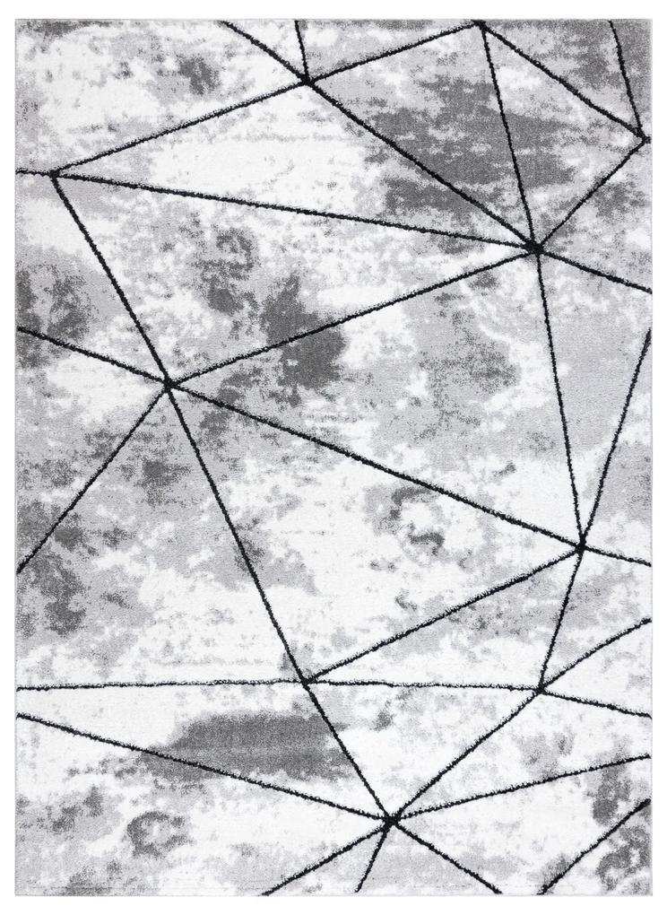 Σύγχρονο χαλί COZY Polygons, γεωμετρική, τρίγωνα - δομική δύο επίπεδα μαλλιού γκρι
