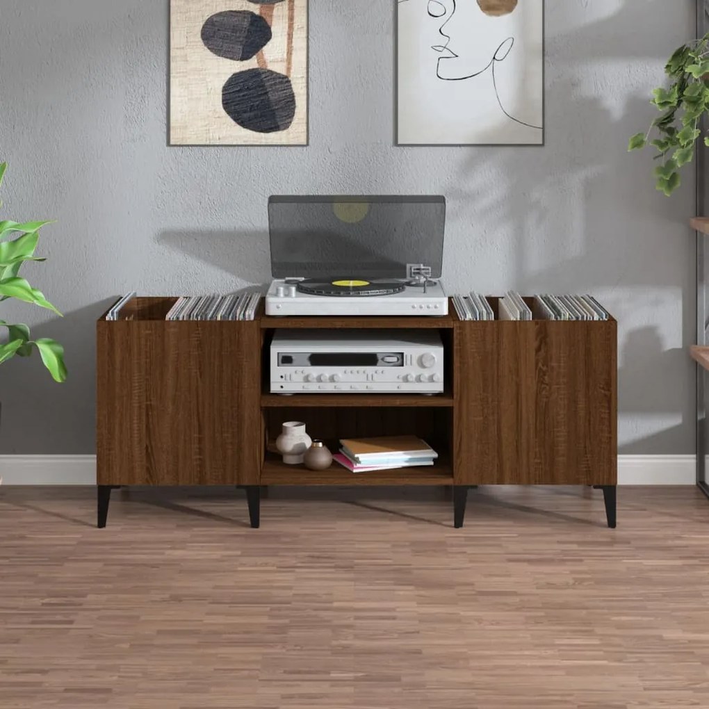 vidaXL Δισκοθήκη Καφέ Δρυς 121 x 38 x 48 εκ. από Επεξεργασμένο Ξύλο