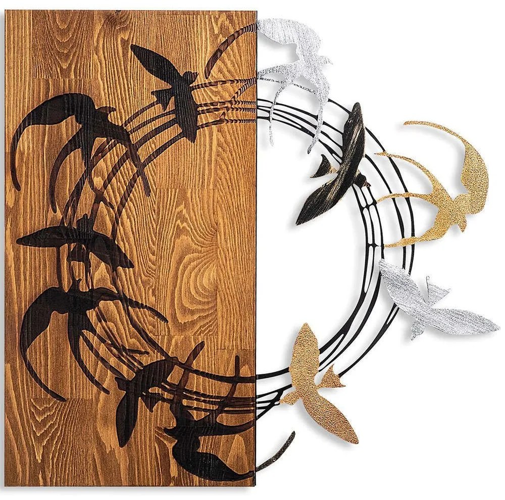 Διακοσμητικό Τοίχου Spiral Birds 891TNL2368 58x58cm Multi Wallity Metal,Wood